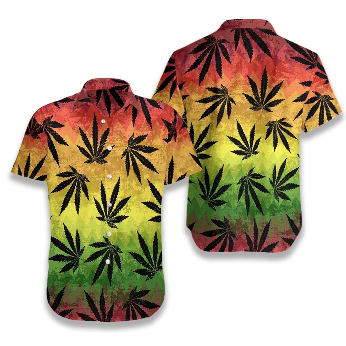 Felacia [Hawaii Shirt] Marijuana Leaf Colorful Hawaiian Aloha Shirt #L-ZX1465